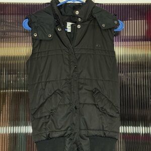 Lacoste Black Hooded Puffer Vest